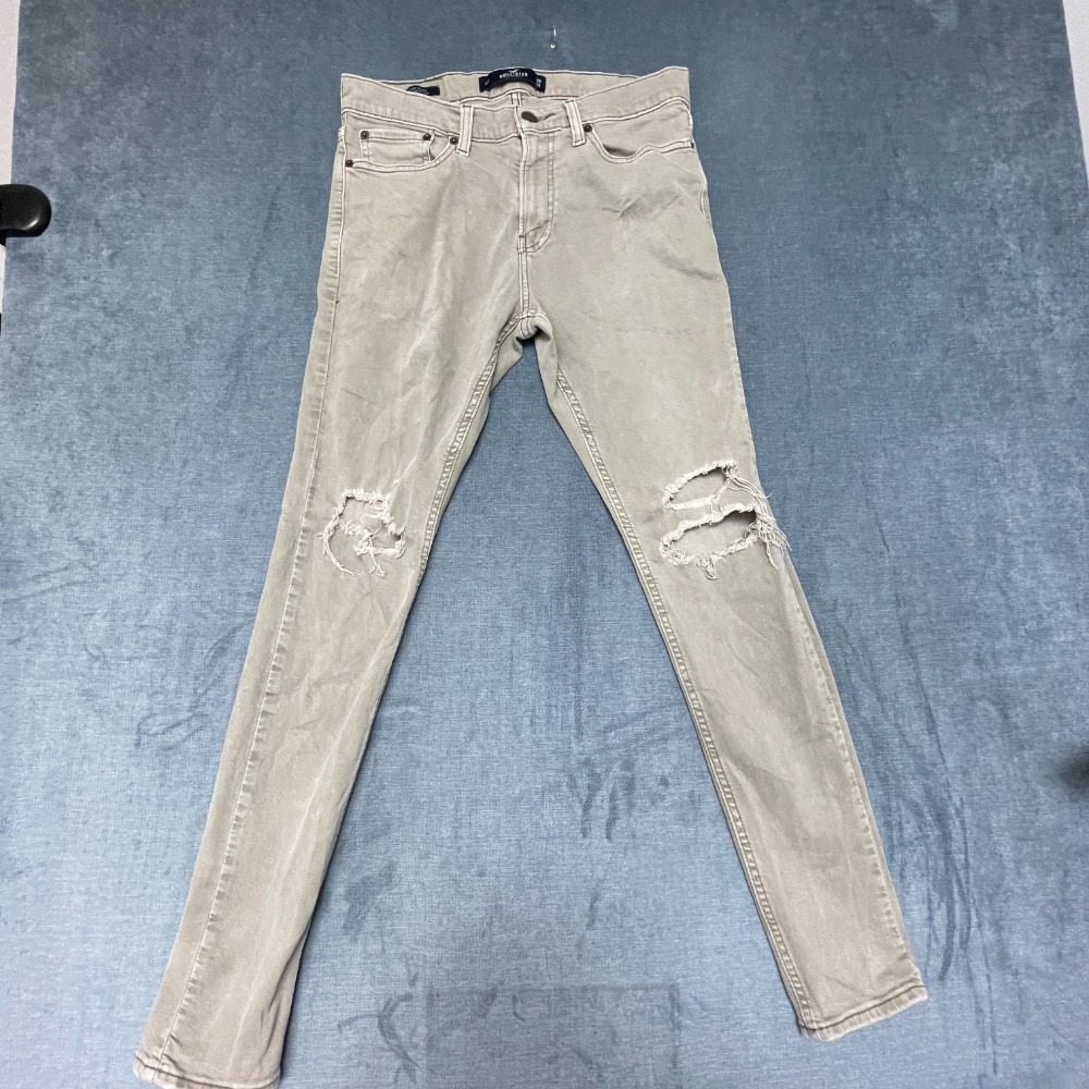Hollister Epic Flex Super Skinny Jeans Mens 30x32 Gray Cotton Stretch Distressed